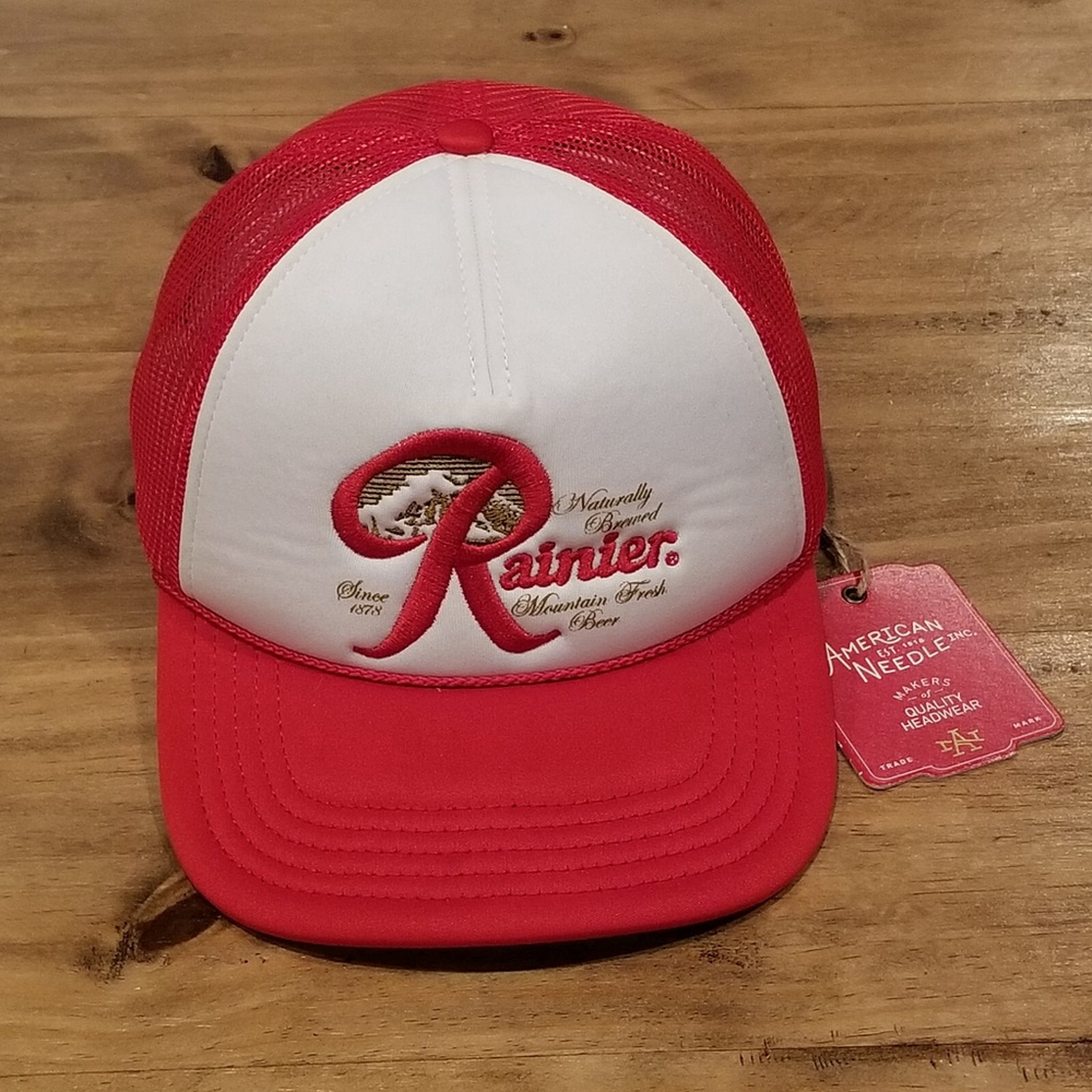 American Needle Red and White Trucker Hat